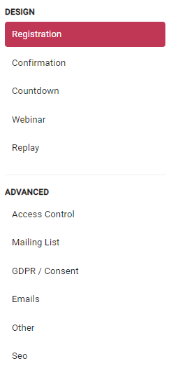Customizing your webinar’s design and advanced settings.