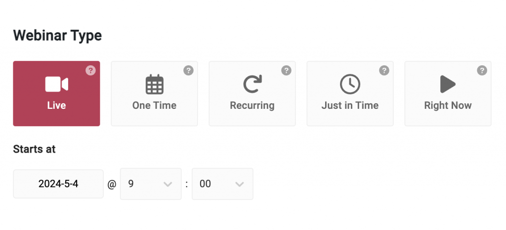 You can set up live webinars using WebinarPress. 