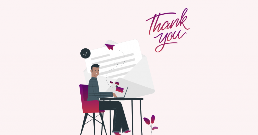 Graphic illustrating sending thank-you emails after webinars, which present a fantastic opportunity for gathering post-webinar feedback. 