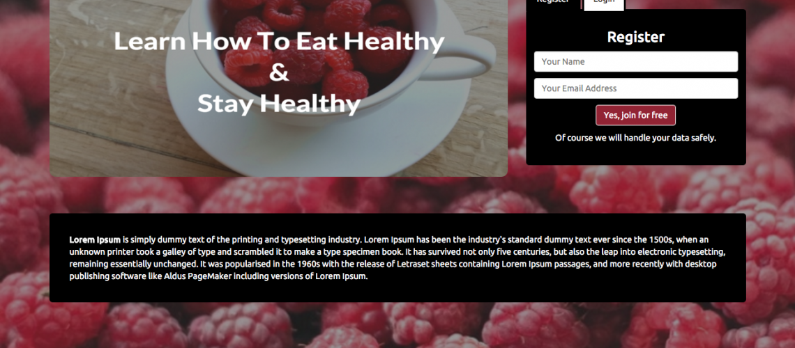Healthy – registration page